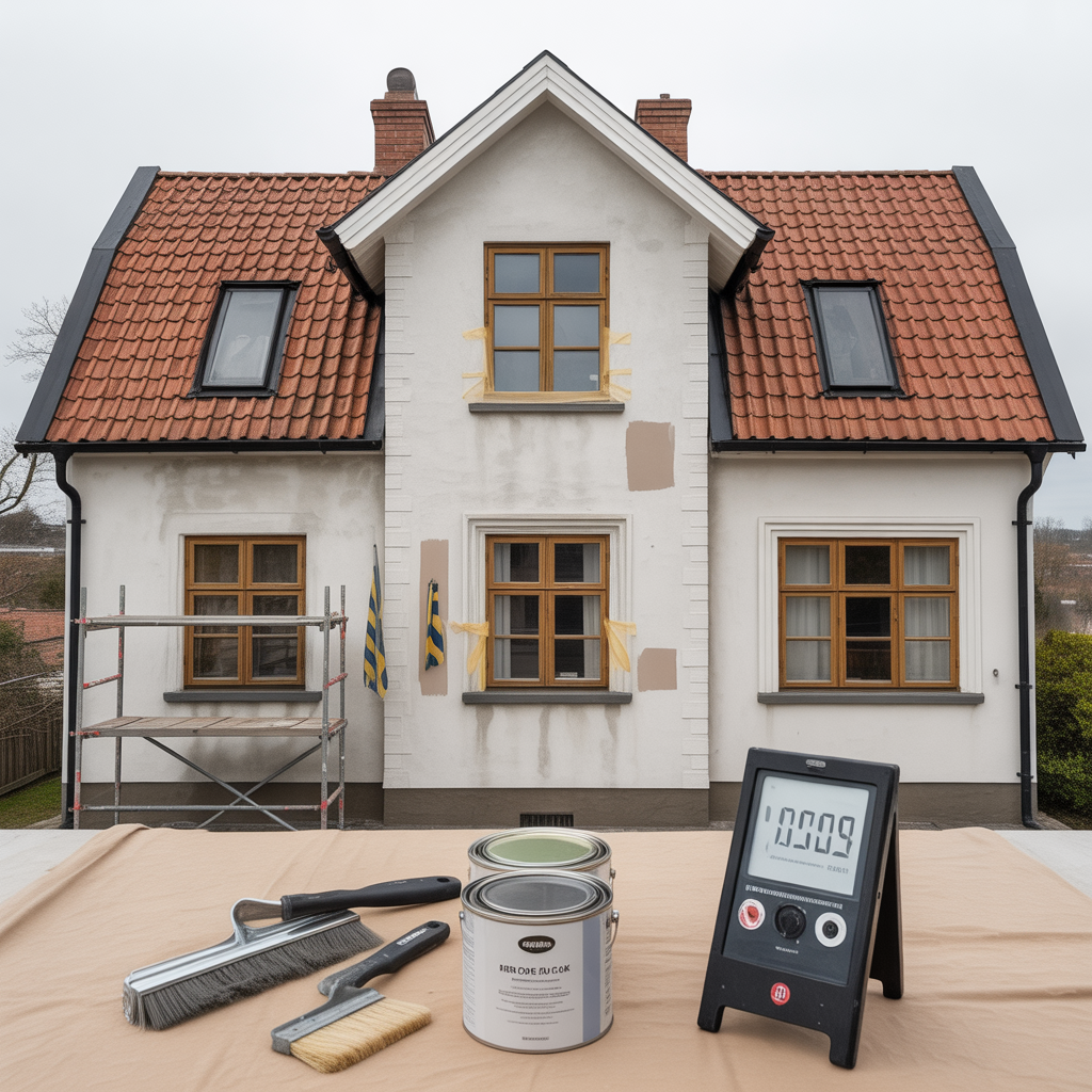 mala putsfasad val av farg fuktkrav och forarbete