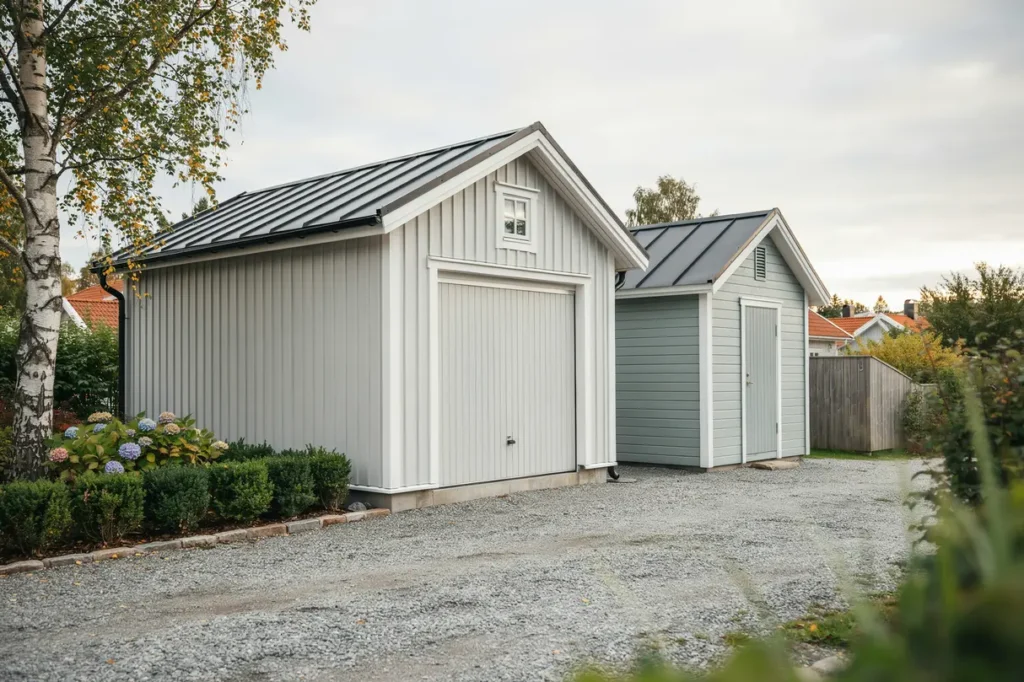 fasadm lning av garage och f rr d i gud vendels