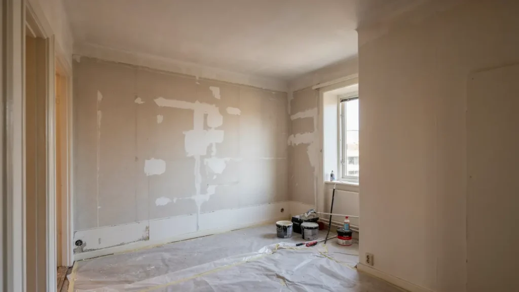 spackling och m lning av v ggar och tak i bostad